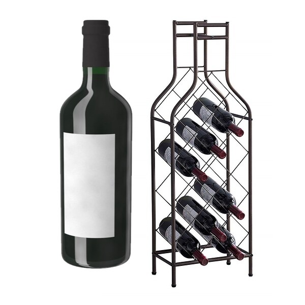 Wine Bottle Shaped Freestanding Floor Metal Wine Rack Storage