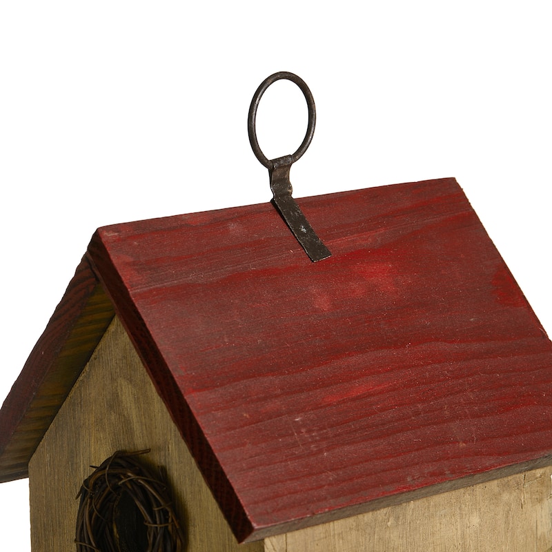Glitzhome 14.25"H Solid Wood Cottage Decorative Garden Birdhouse - 6.75''L X 5.50''W X 14.25''H