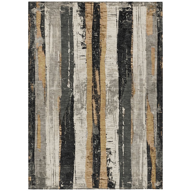HomeRoots Striped Transitional Rectangle Outdoor Rug