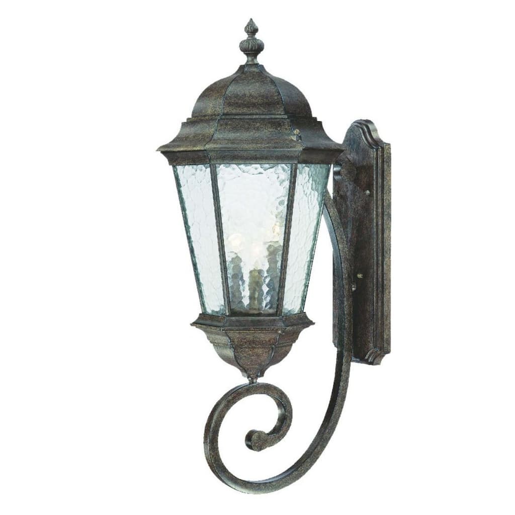 Aluminum Flush Mount Wall Light with Hammered Glass Dimmable - 14.25” x 12.50” x 30.75” (D x W x H)