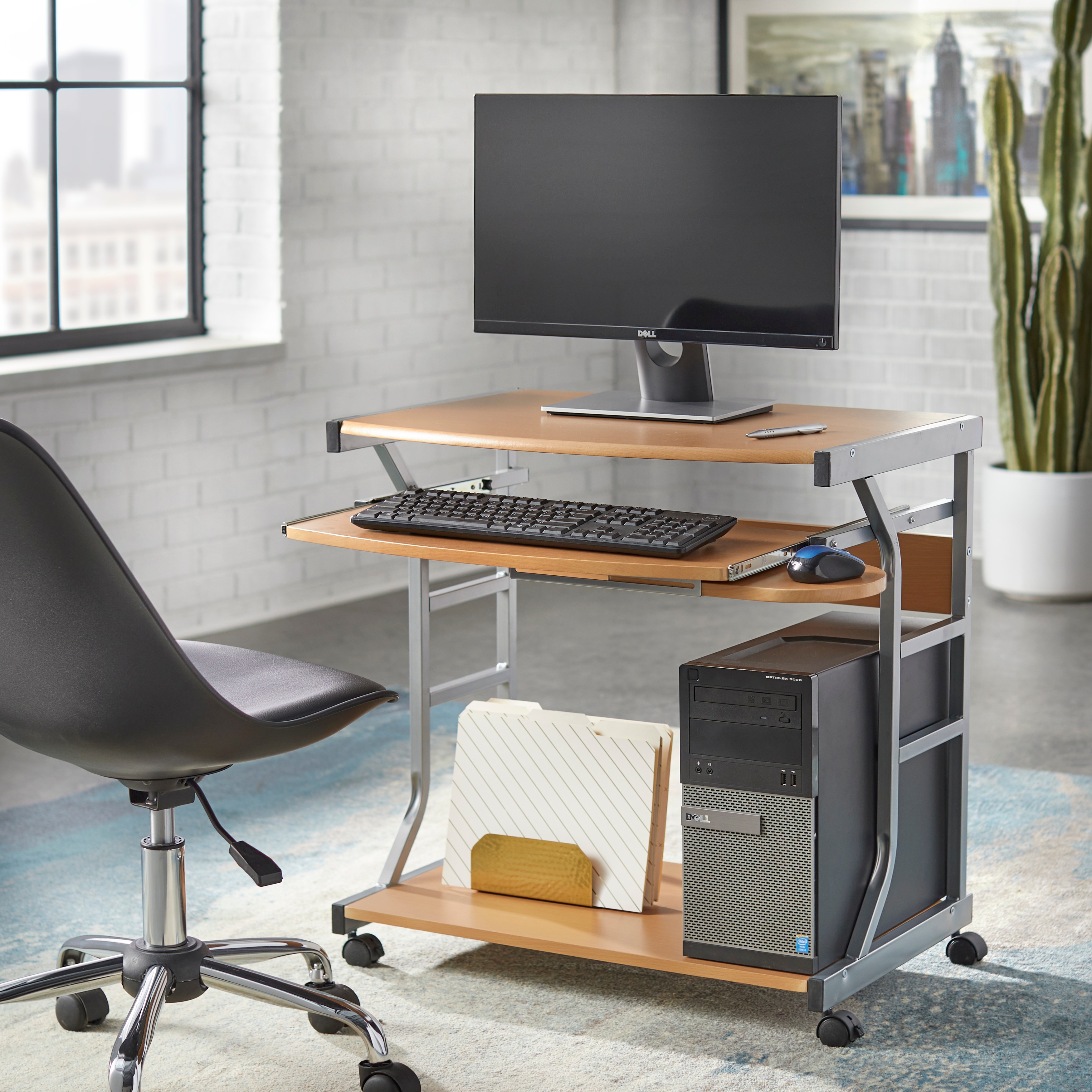 Computer desk with wheels shop and keyboard tray