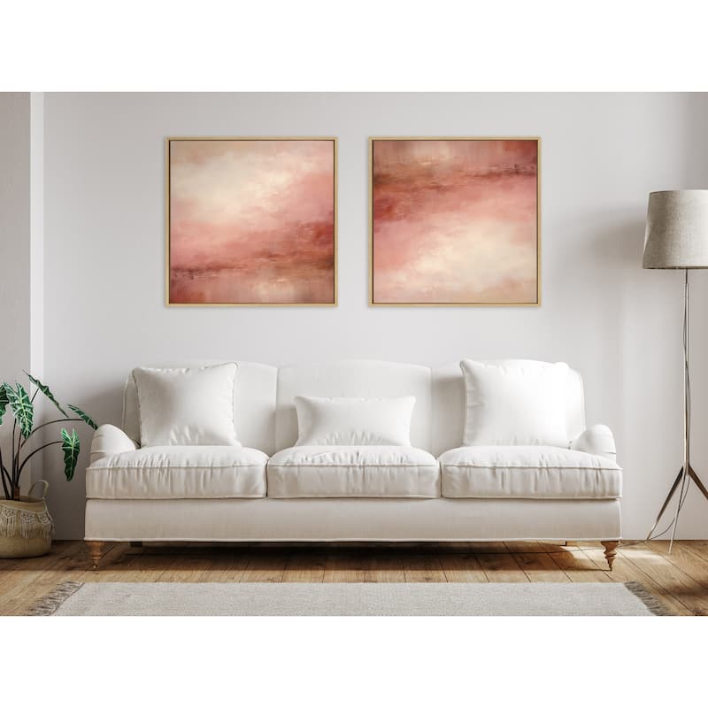 Kate and Laurel Sylvie Tonal Pink Peach Framed Canvas by Creative Bunch Studio