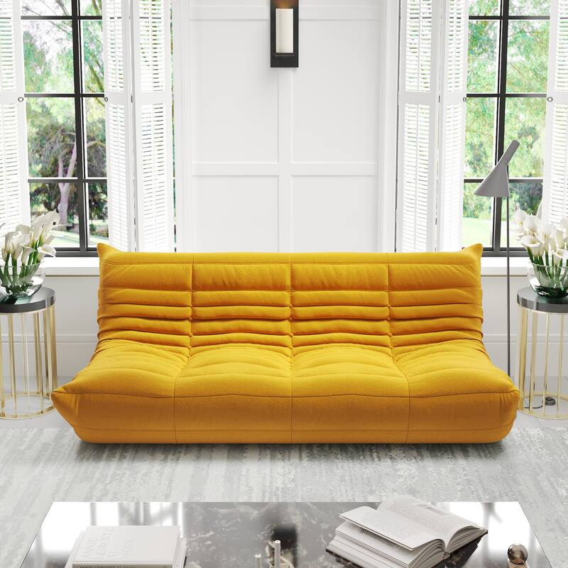 69 Inch Armless Teddy Fabric Soft Sofa Modern Couch