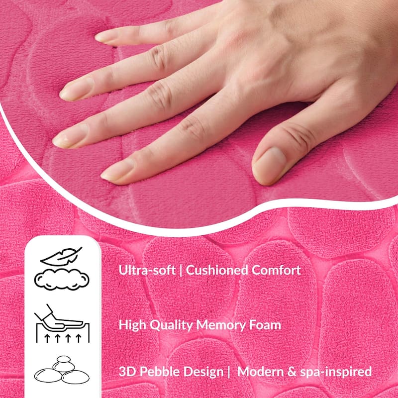 Memory Foam Runner Bath Mat Pebble Design 48x18