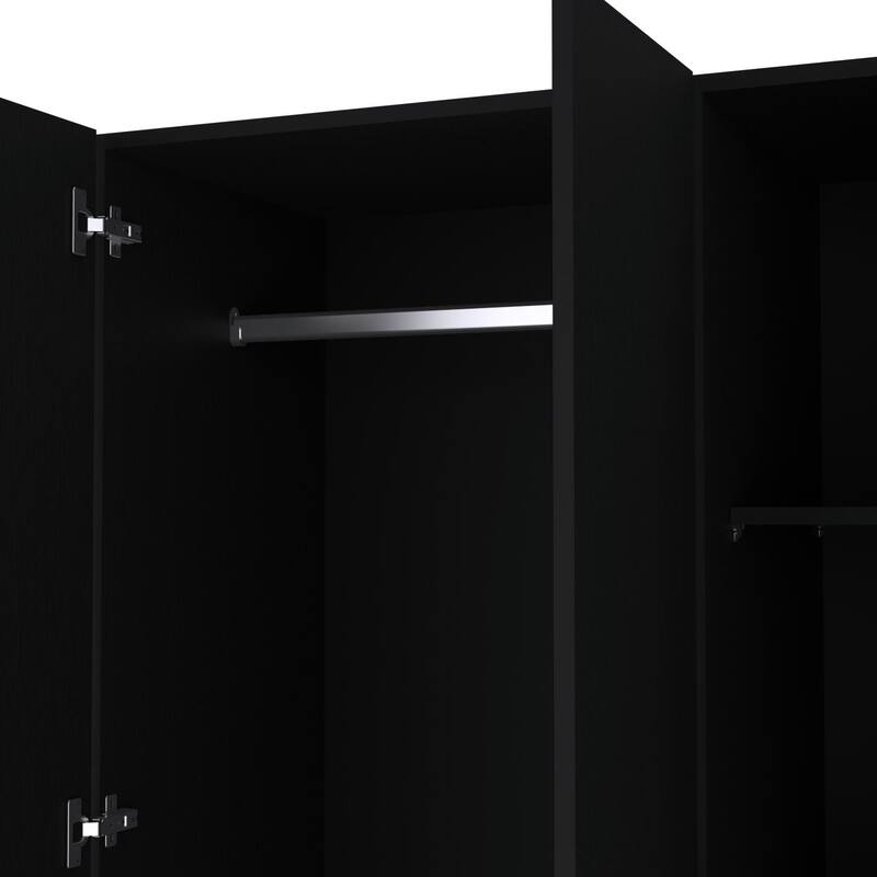 18.9" Modern Armoire with Mirror, Two Drawers and Hanging Rod for Bedroom