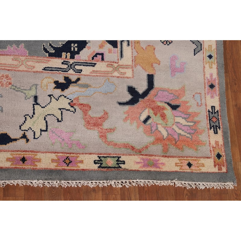 Gray Oushak Oriental Area Rug Handmade Bedroom Wool Carpet - 8'11"x 11'9"