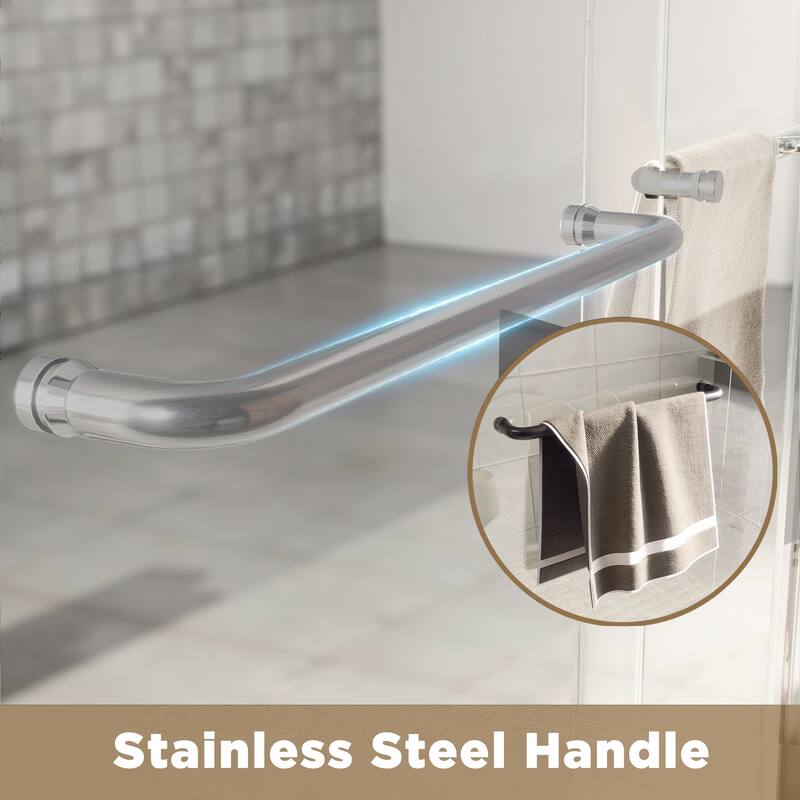 GDFStudio - Landon Modern Double-Sliding Tempered Glass Shower Door Set