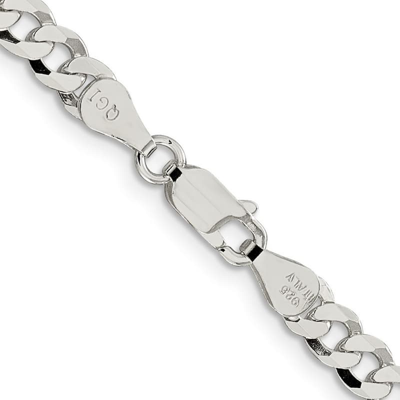 Curata 925 Sterling Silver 4.5mm Beveled Curb Chain Necklace for Men