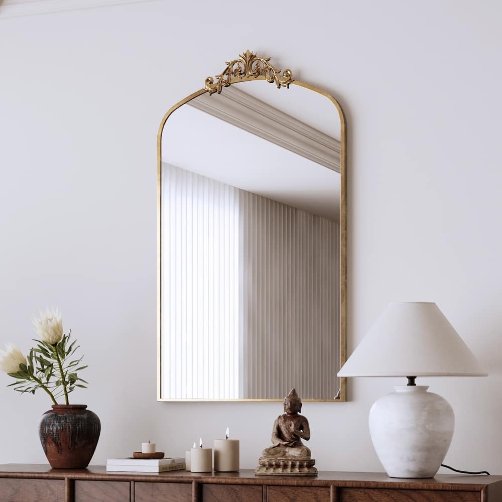 Classic Antique Arched Mirror Hanging or Leaning Against Wall.