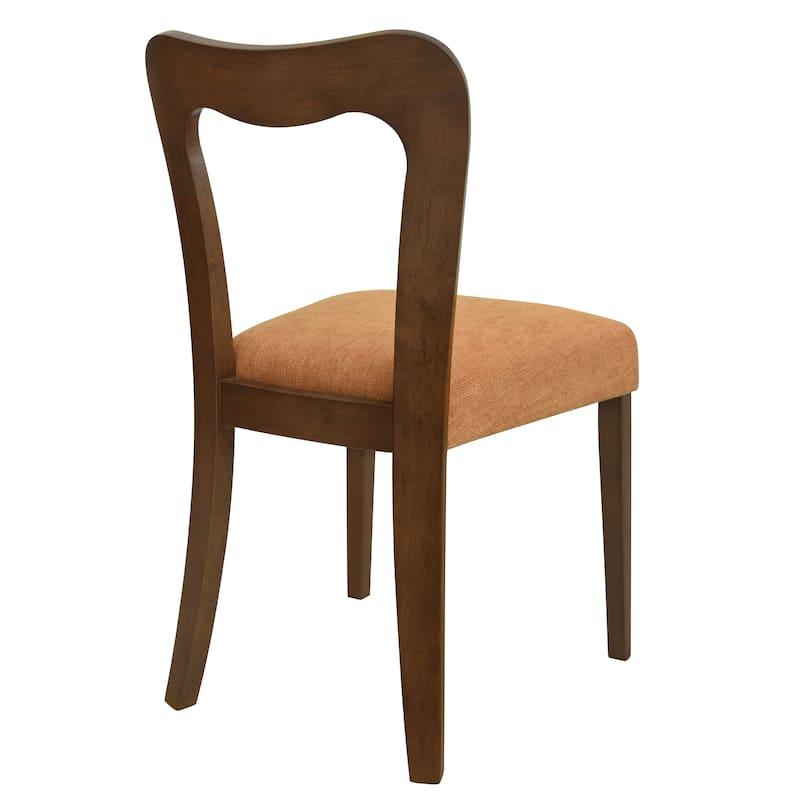 Set of 2 Modern Dining Chairs with Rubberwood Frame and Upholstered Seats - Open Back Armless Design