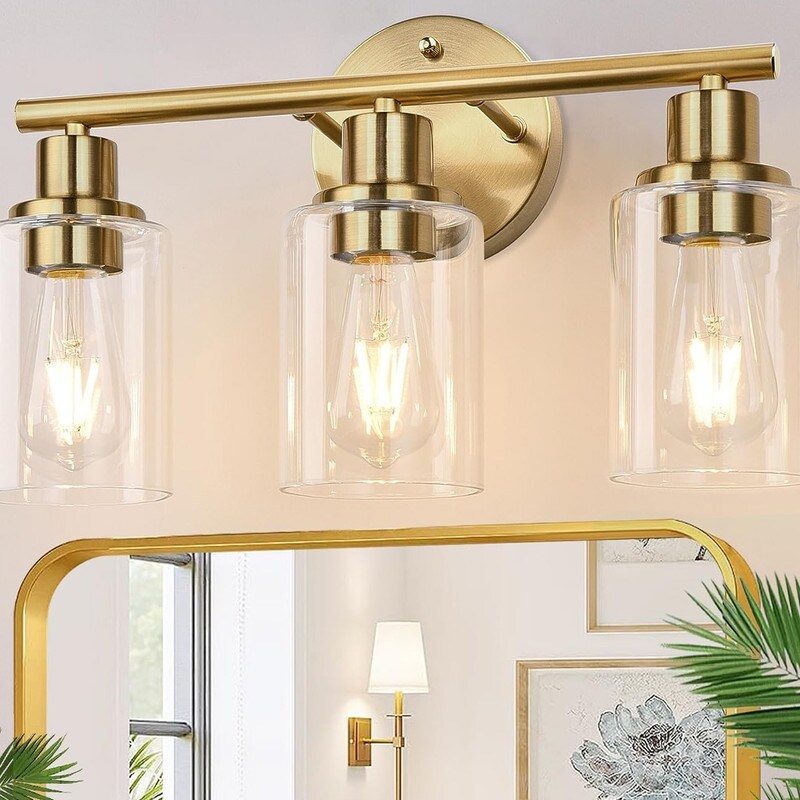 3 Light Bathroom Light Fixtures Vanity Lights with Clear Glass Shade 17.23 L x 4.1 W x 11.5 H Bed Bath Beyond 41431580