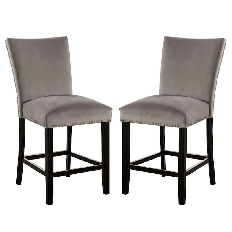 Counter Height Side Chair with Padded Seating, Set of 2, Gray
