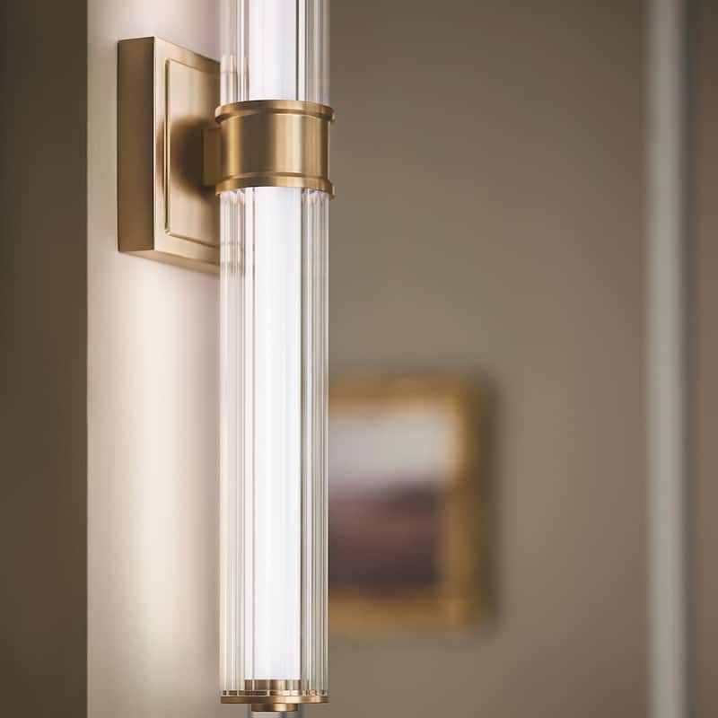 Kichler Lighting Laurene 26.5" Linear Bath Bar Medium LED with Clear Fluted Glass in Champagne Bronze