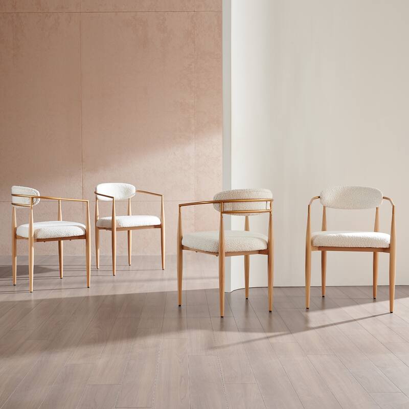 Morden Fort Modern Boucle Dining Chairs Armchair Set of 4