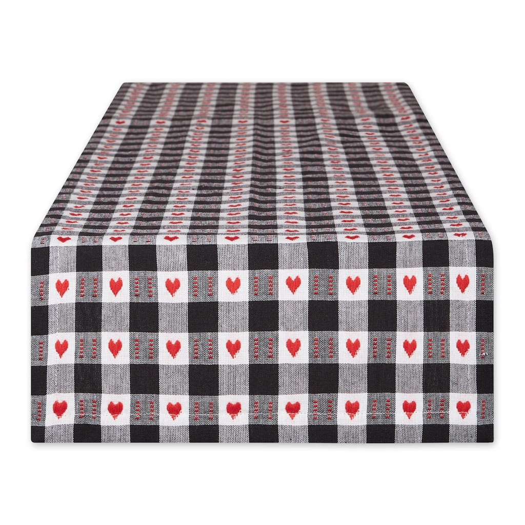 Hearts Dobby Check Table Runner 14x108