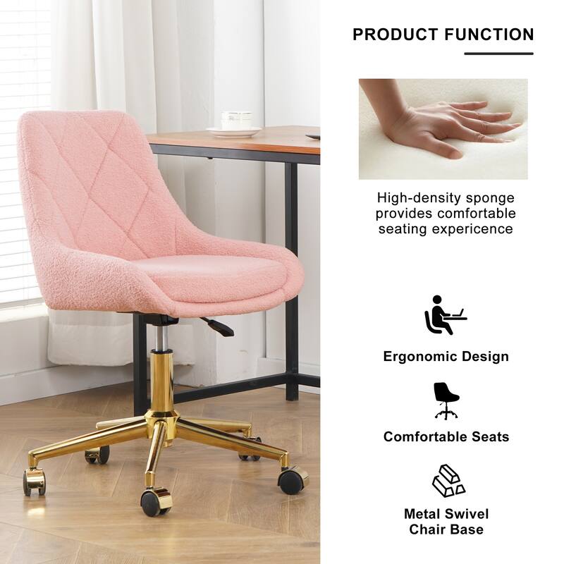 Pink+Gold Teddy 22.3" Tufted Accent Chair with Chrome Legs