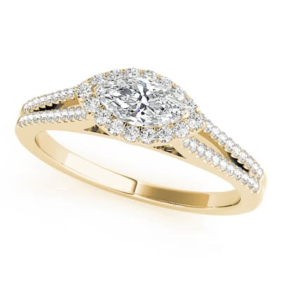 Auriya 14k Yellow Gold Lab Grown Marquise Diamond Halo Engagement Ring 0.50 to 5.00 ct. tw. (F-G VS)