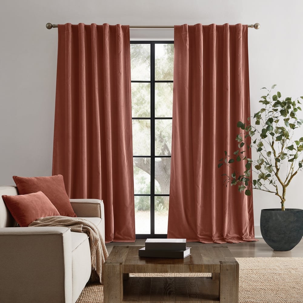 Brooklyn Loom Matte Cotton Velvet Window Curtain with Back Tab