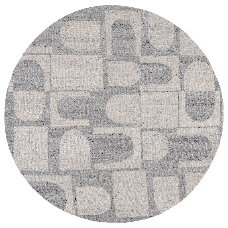 SAFAVIEH Handmade Harvest Poldi Wool Rug - 6' Round - Silver/Grey