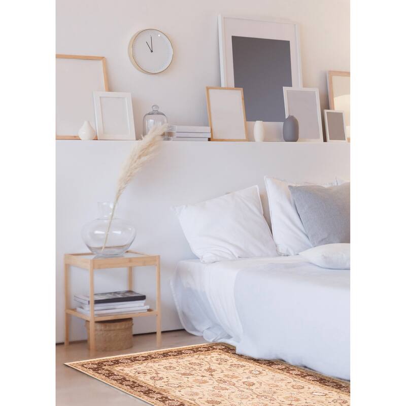 ECARPETGALLERY Hand-knotted Mirzapur Beige Silk, Wool Rug - 5'3 x 7'8