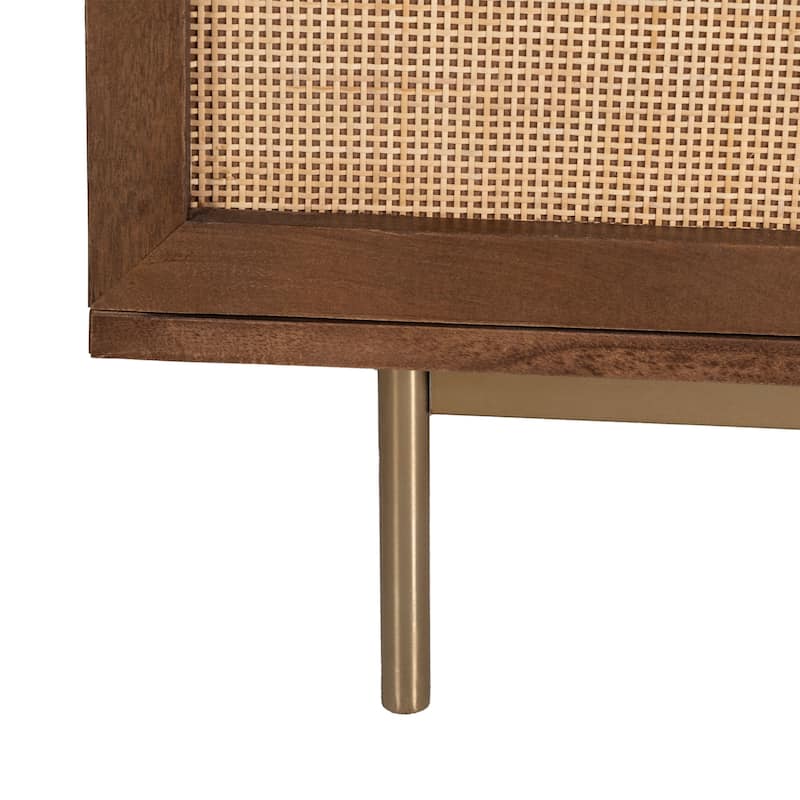 Curtis Solid Wood with Natural Woven Cane TV Stand
