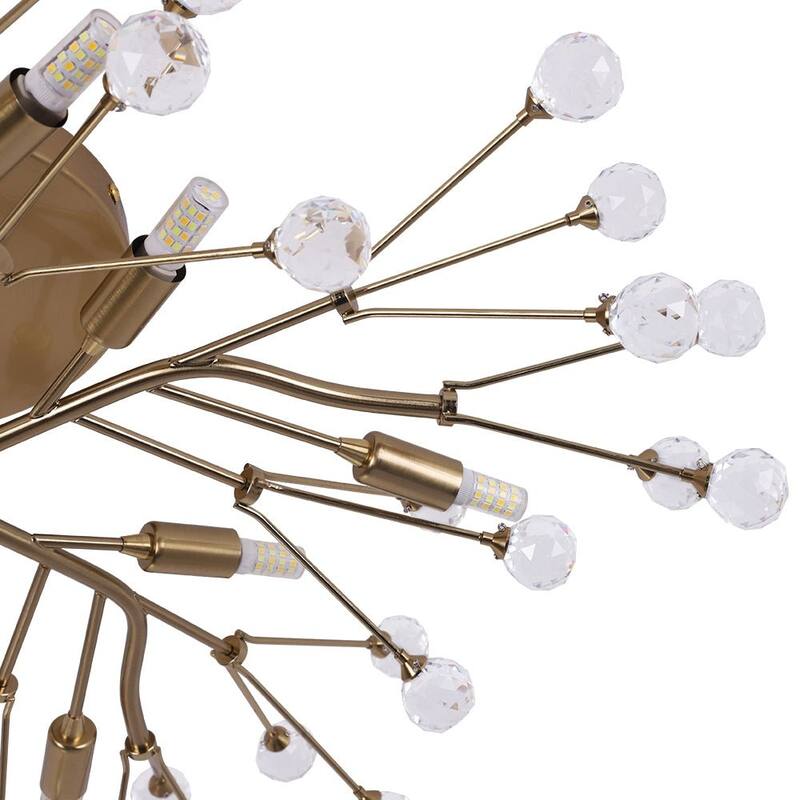 Modern 10-Light Crystal Accented Starburst Flush Mount Chandelier