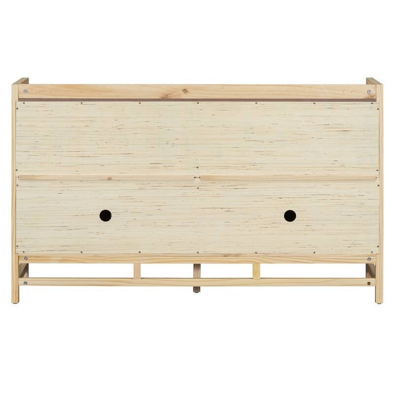 Boho Buffet Sideboard Storage Cabinet with Rattan Decorated Doors, Rattan Accent Cabinet Console Table for Dining Living Room