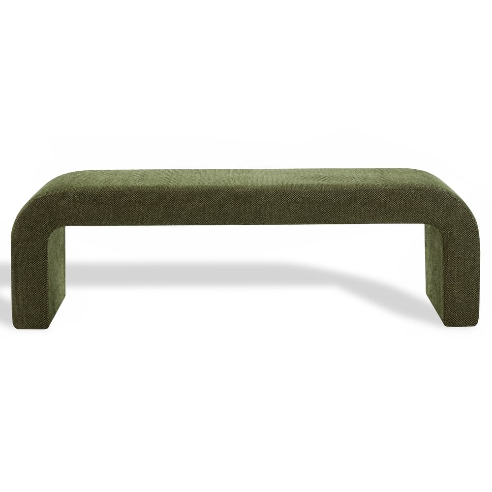 SAFAVIEH Couture Tuyet Curved Waterfall Upholstered Bench (Fully Assembled) - 62" Wx18" Dx19" H - 62"W x 18"D x 19"H