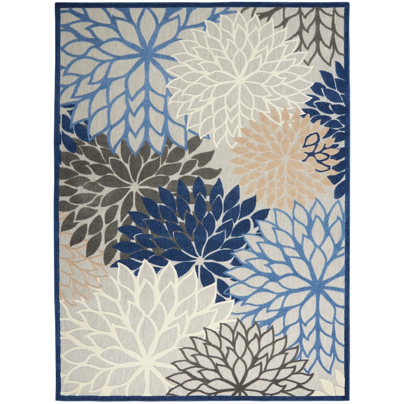 Nourison Aloha Floral Modern, Indoor/Outdoor Area Rug - 9'6" x 13' - Blue/Multicolor