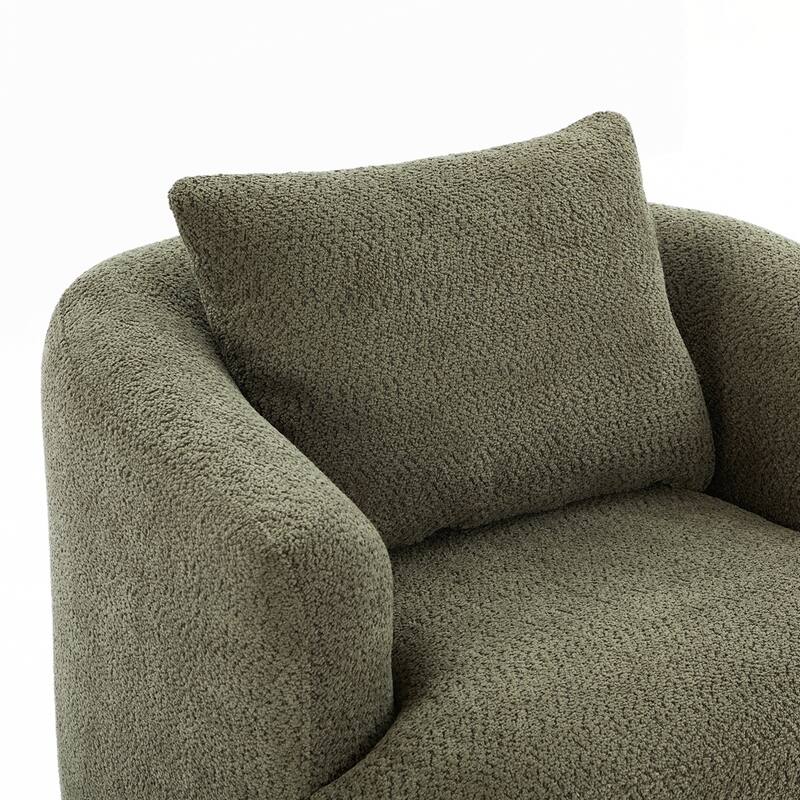 Upholstered Swivel Barrel Sofa Chair with a Throw Pillow