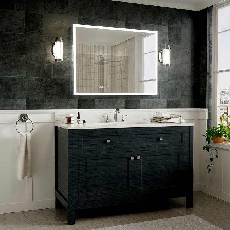 Modland 36"-48"W x 30"H LED Bathroom Medicine Cabinet Dimmable Anti-Fog,Recessed or Surface Mount