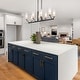 preview thumbnail 5 of 10, Kayna Modern 8-Light Black Gold 31.5" Linear Island Lights Glass Chandelier for Dining Room