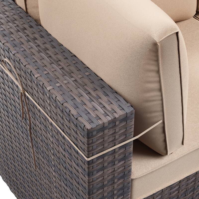 7-Piece Patio Furniture Set, Wicker Outdoor Seatings Conversation Sofa with Side Table - 7-Pieces