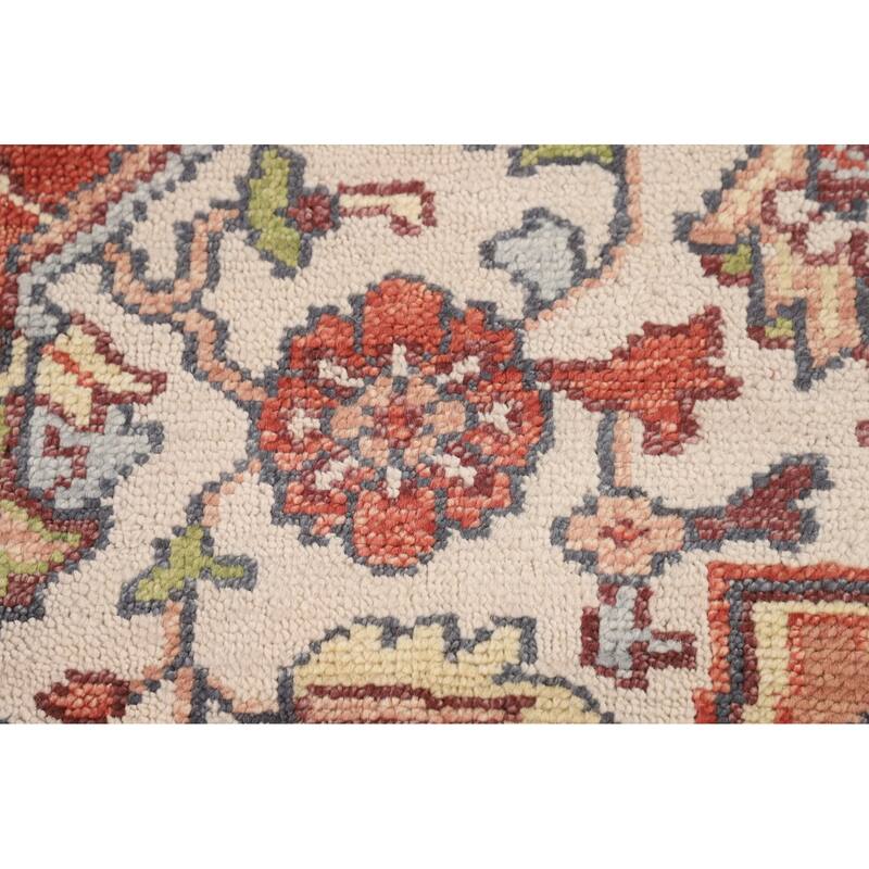 Ivory & Orange Heriz Serapi Indian Area Rug Handmade Wool Carpet - 7'10"x 9'11"