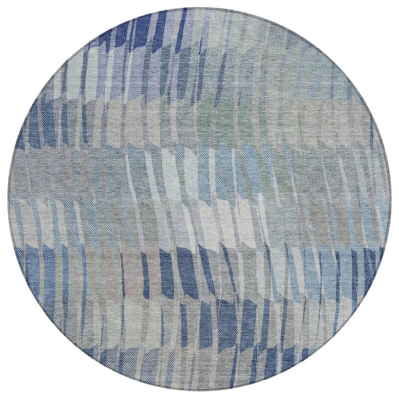 Machine Washable Indoor/ Outdoor Casual Stripe Chantille Rug