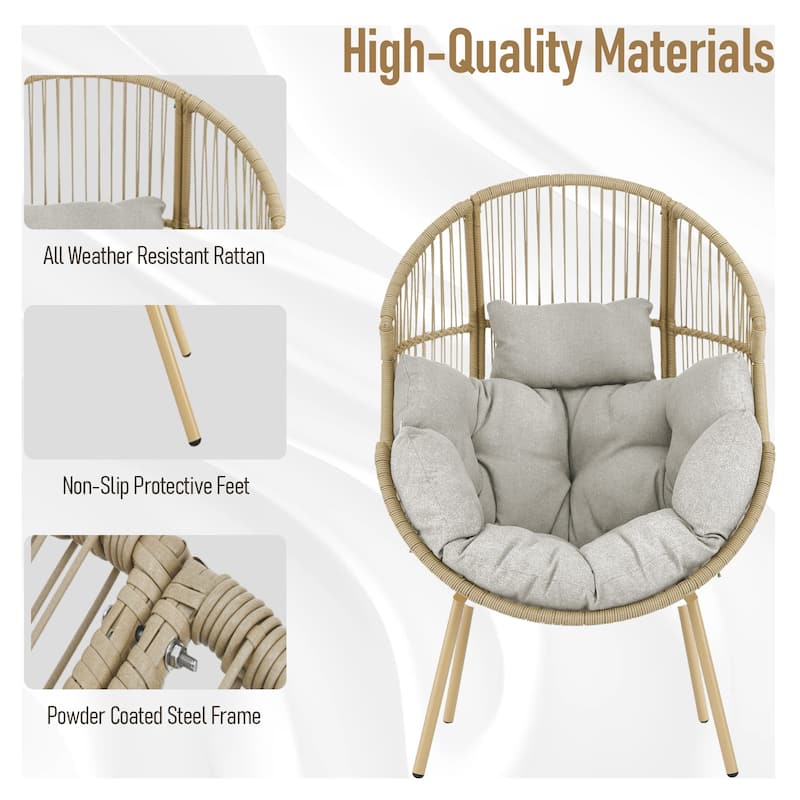 Outdoor Wicker Egg Chair with Removable Cushion