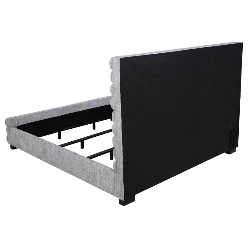 Patricia Boucle Upholstered Bed Grey