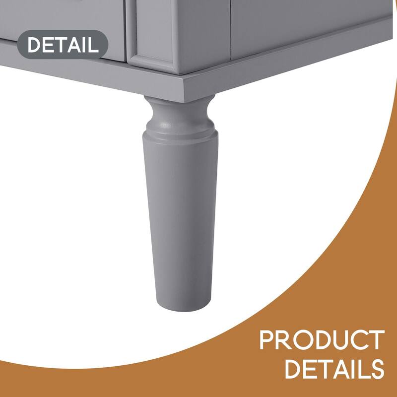 Bathroom Vanity with Ceramic Sink, Soft-Close Door with Built-in Shelf, Deep Drawer, Standard Drawer, Long Divider Drawer