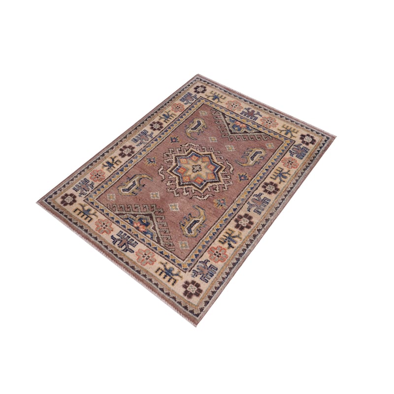 Rustic Kazak Julia Taupe/Beige Wool Rug - 2'0'' x 3'0''