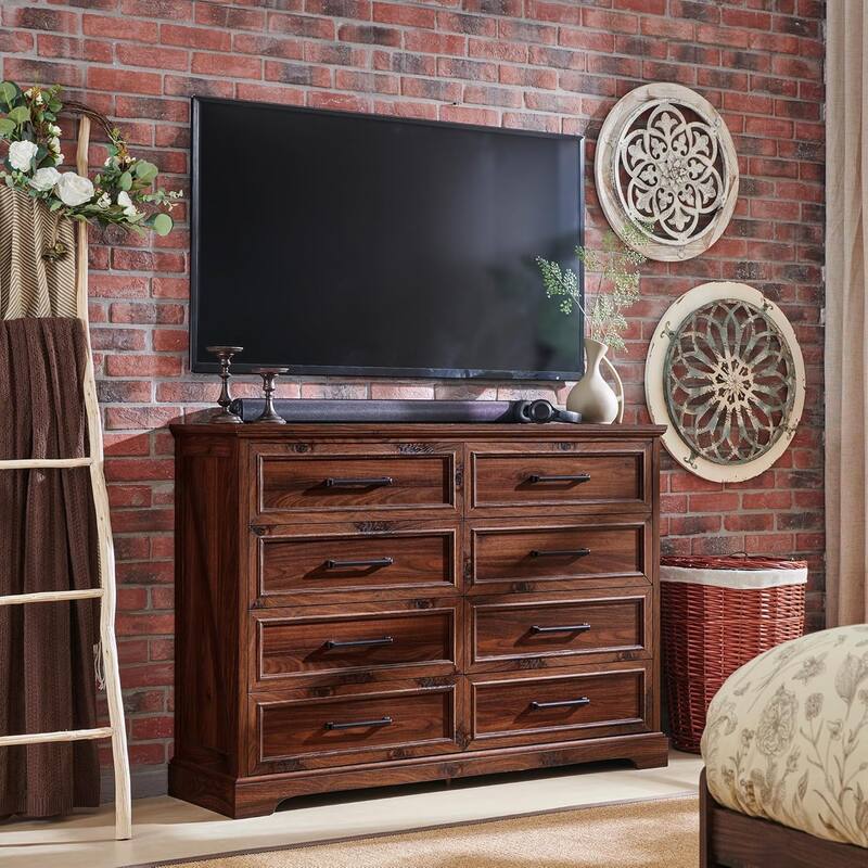 Farmhouse 8 Drawers Dresser Chests for Bedroom, Wood Chest of Drawers