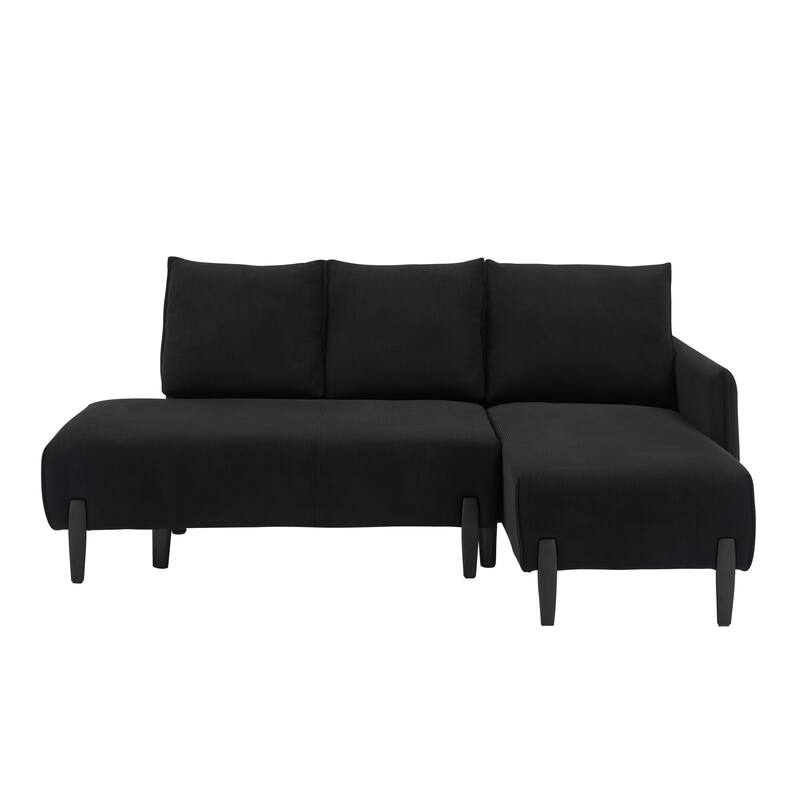 79.5 inches long, Velvet Sofa with Three Pillows, for Apartment Office Living Room - Black