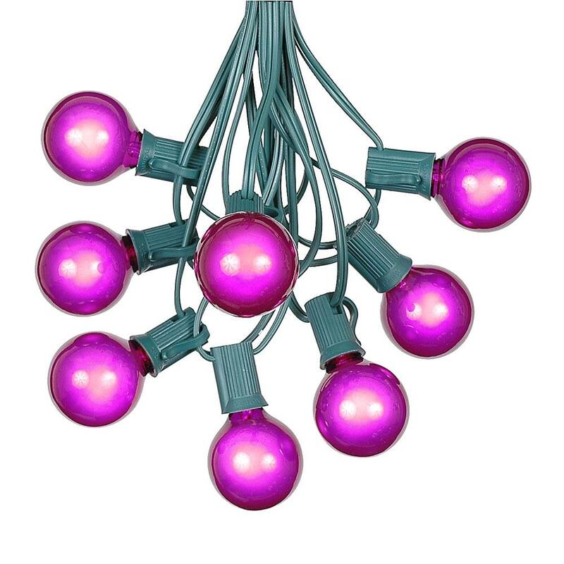 25 Foot G40 Outdoor Globe Patio String Lights - Set of 25 G40 Globe Bulbs - Purple