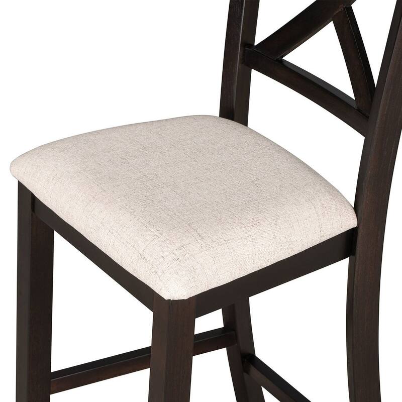 6 PCS Counter Height Dining Table Set with Shelf