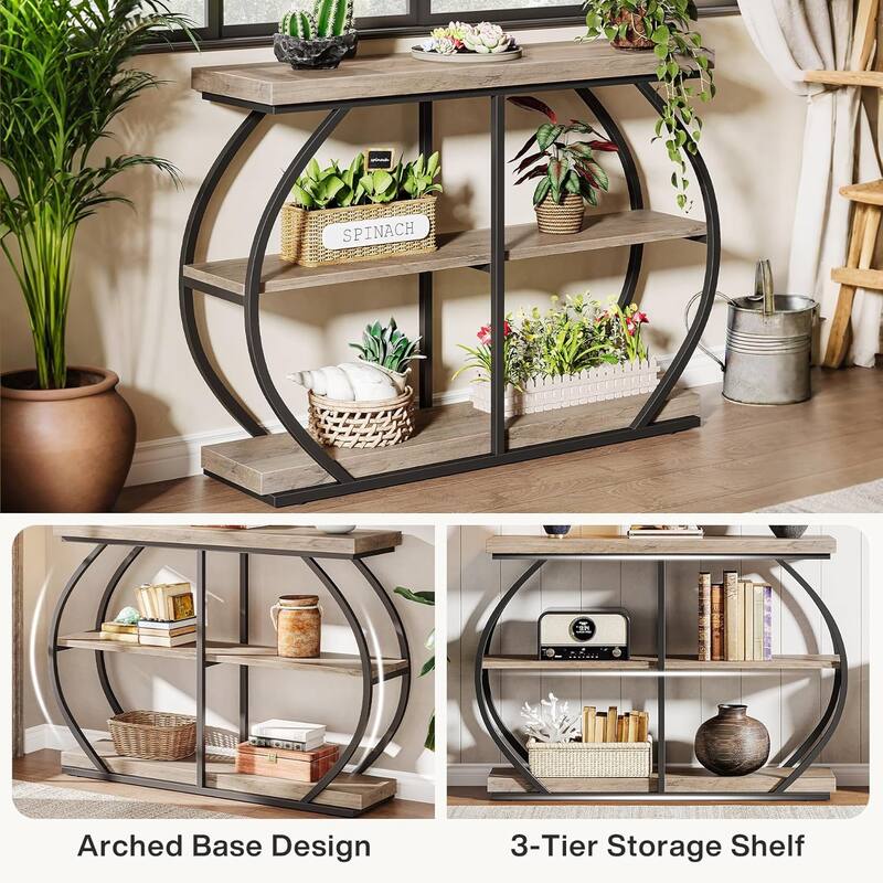 41.3" Console Table, Industrial 3-Tier Entryway Table