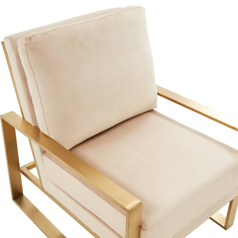 LeisureMod Jefferson Modern Velvet Accent Armchair With Gold Base