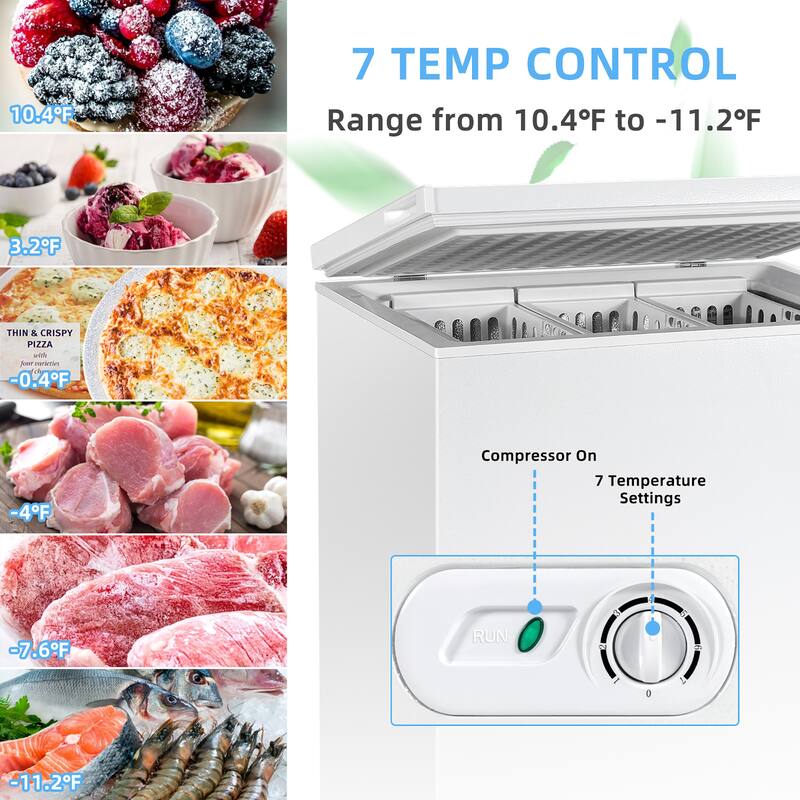 Costway 5.2 Cu.ft Chest Freezer Upright Single Door Refrigerator w/ 3 - See details