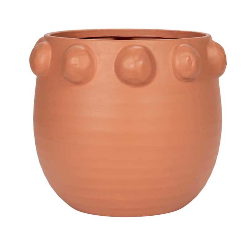 Terra-cotta Planter with Raised Dots Design - 10.5"L x 10.5"W x 9.0"H
