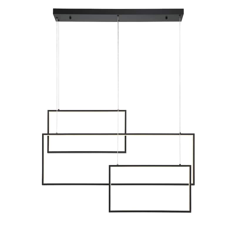 3-Light Unique Geometric LED Chandelier - 23.62'' H x 35.43'' W x 4.72''D