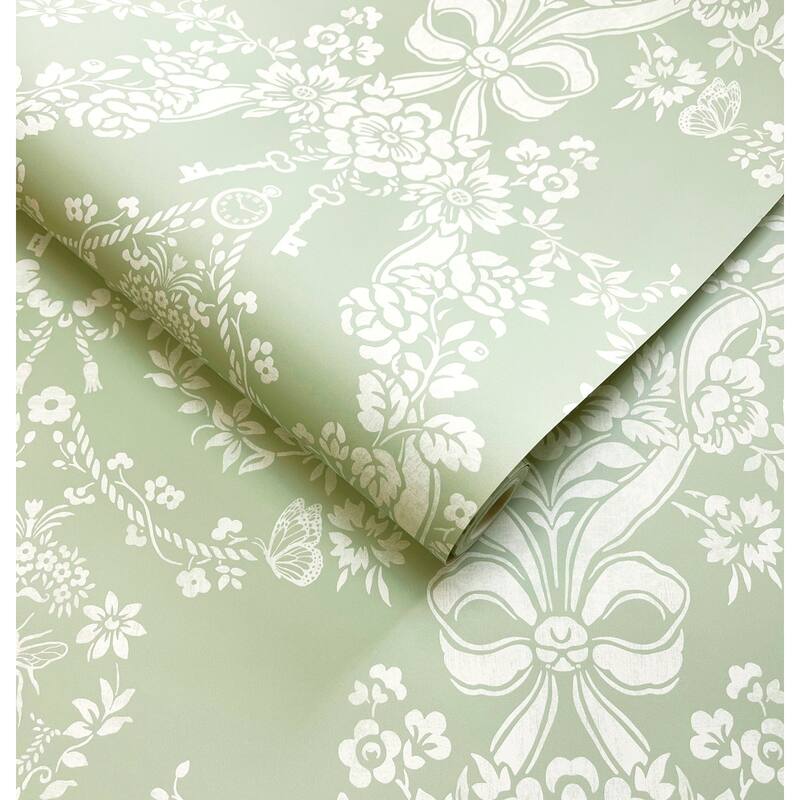 Bow Damask Non-Pasted Wallpaper – 396in. x 21in. – Covers 56 square feet