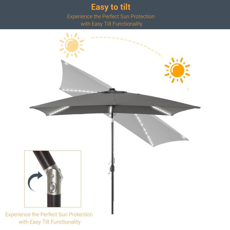 LIVOOSUN 6x9Ft LED Patio Umbrella Weather Resistant Table Umbrella